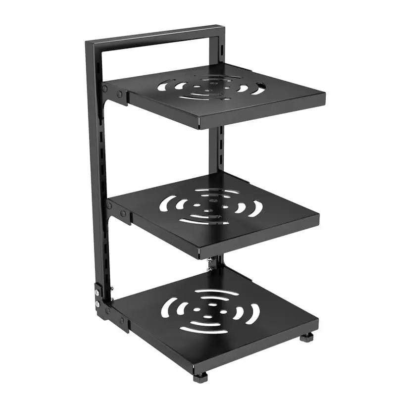 Black metal three-tiered shelf from Multi-Layer Kitchen Shelves for stylish kitchen storage