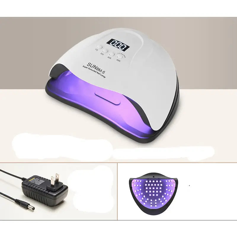 White nail-drying lamp with digital display.