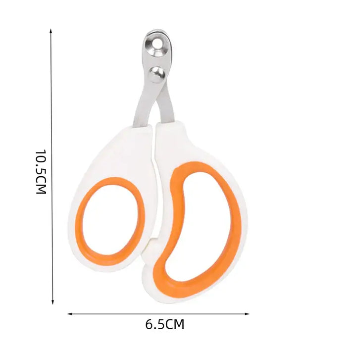 White and orange handled pet nail clippers.
