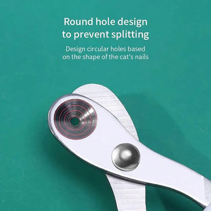 Cat nail clippers with circular hole.