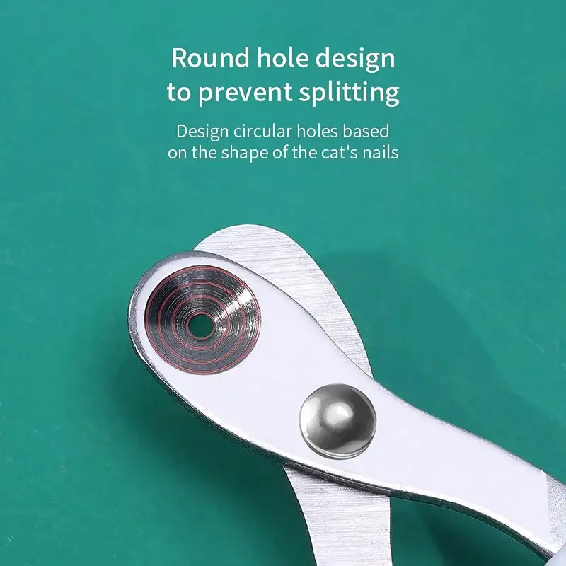 Cat nail clippers with circular hole.