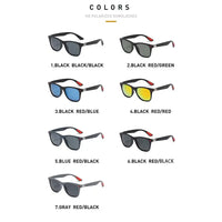 Sunglasses in various color combinations.