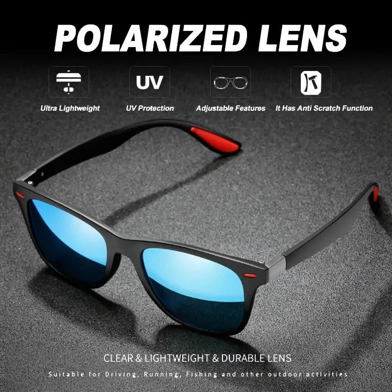 Polarized sunglasses with UV protection.