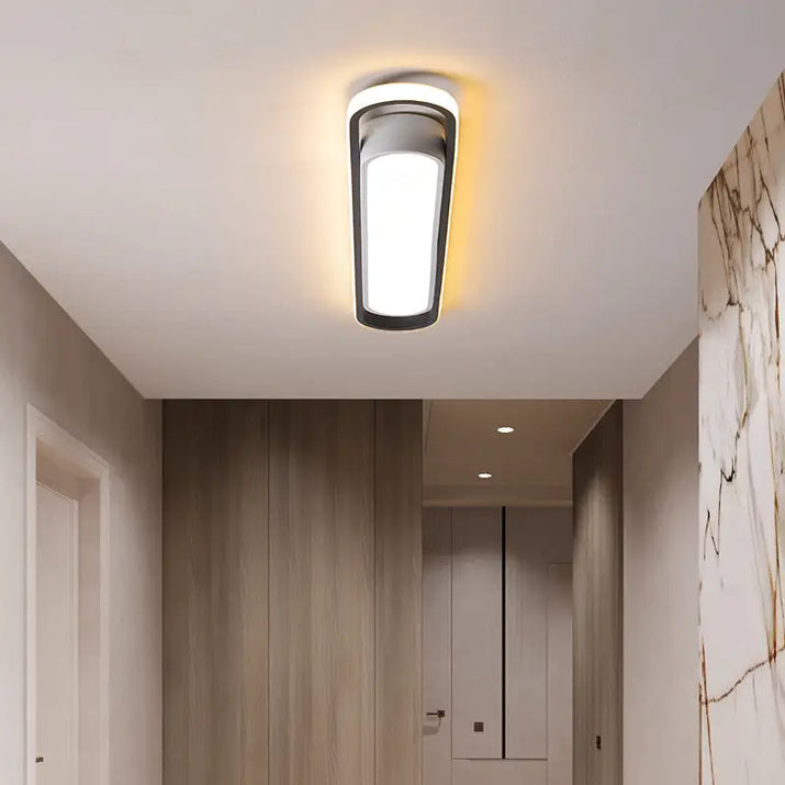 Rectangular ceiling light fixture.