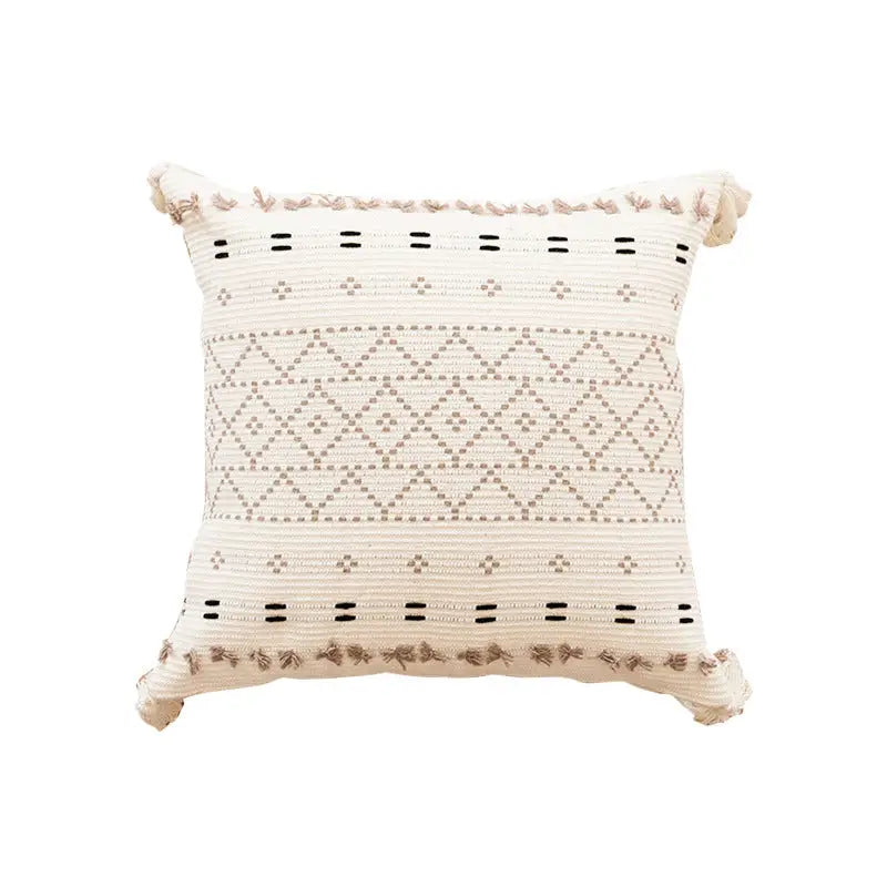 Cream-colored ins tassel cushion with eye-catching Nordic style design and cozy tassels