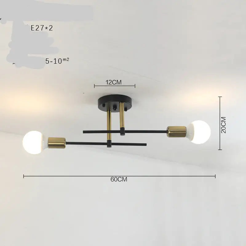 Modern two-bulb ceiling light fixture.