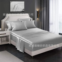 Luxurious gray silk bedding.