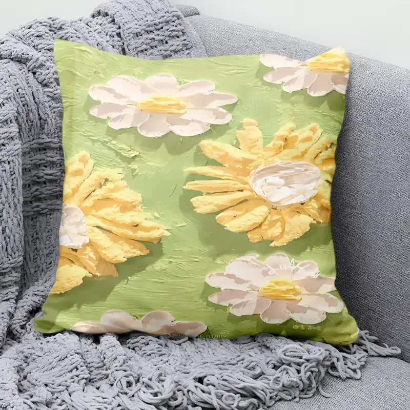Floral textured throw pillow.
