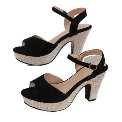 Black platform sandals.