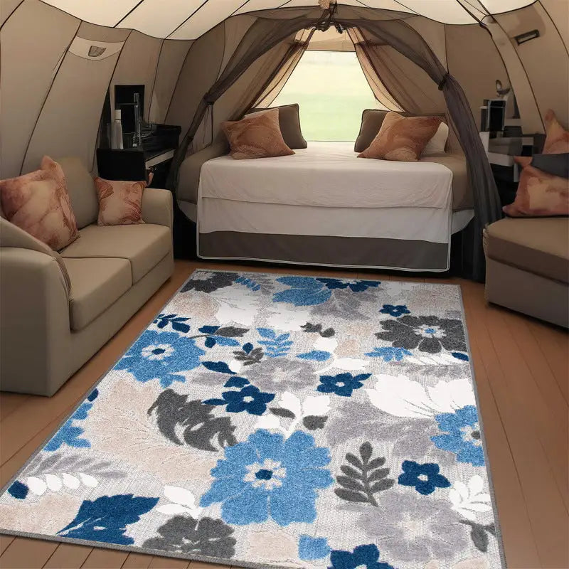 Floral patterned outdoor living room mat for outdoor living spaces and stylish mats