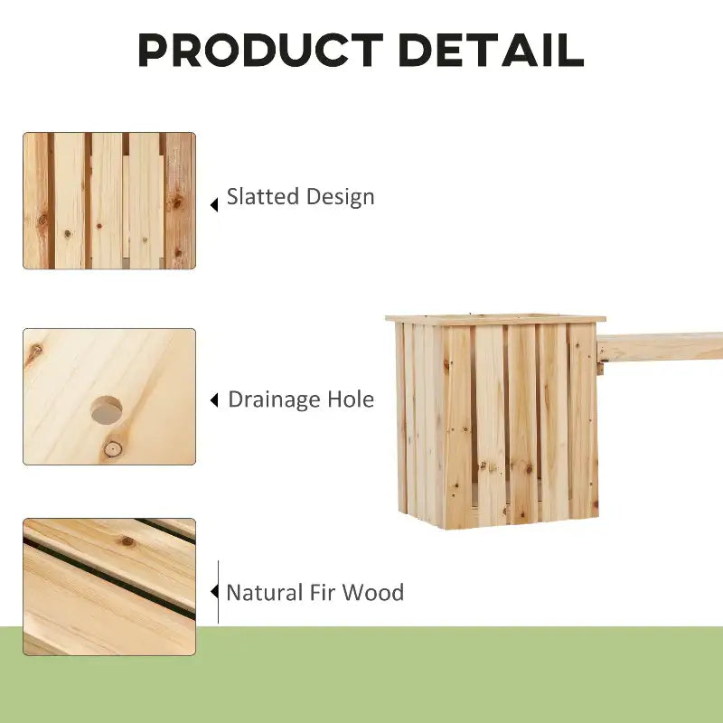 Wooden planter box on outdoor multifunctional bench, perfect addition for outdoor spaces