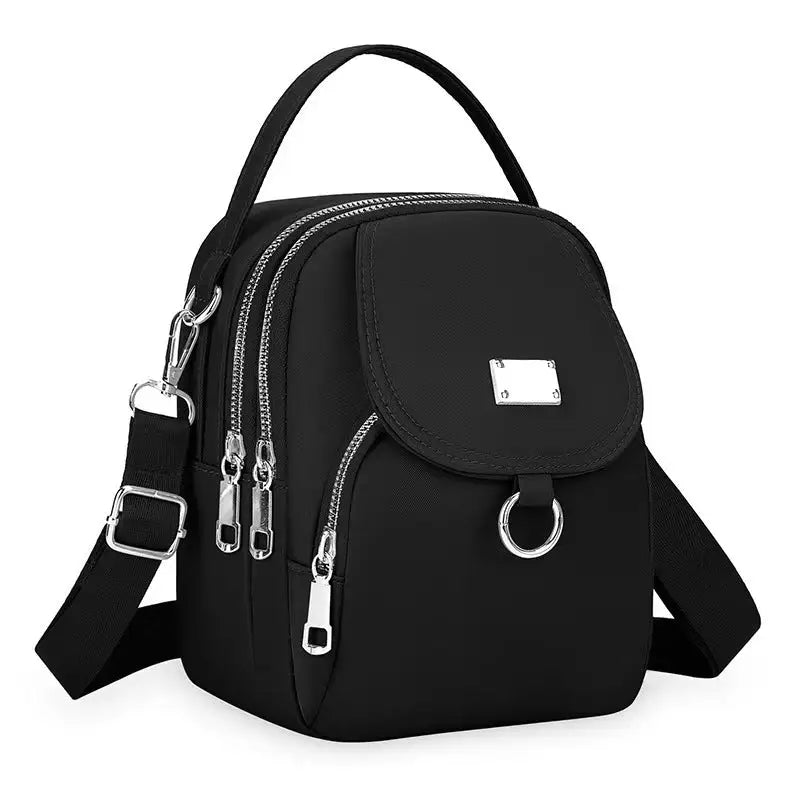 Black nylon crossbody bag made of Oxford cloth, stylish Oxford cloth handbag for women