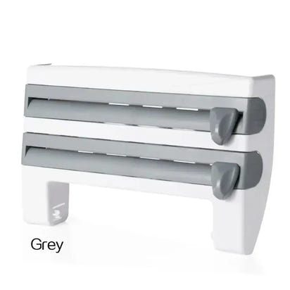 White and gray kitchen foil dispenser as a stylish kitchen organizer for your space