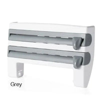White and gray kitchen foil dispenser as a stylish kitchen organizer for your space