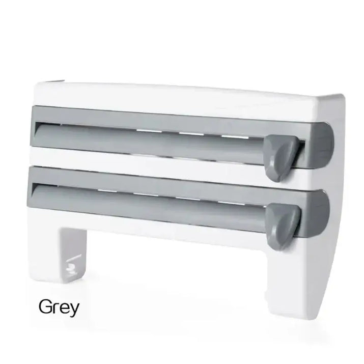 White and gray kitchen foil dispenser as a stylish kitchen organizer for your space