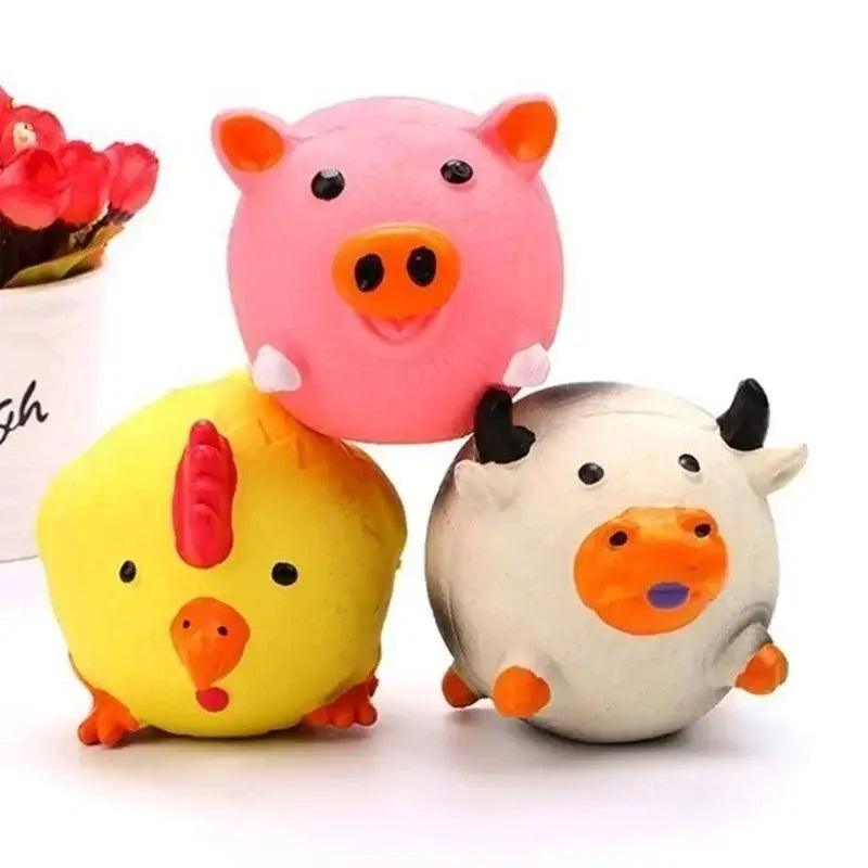 Round animal squeaky toys for dogs, perfect pet dog vocal toy to entertain your pet