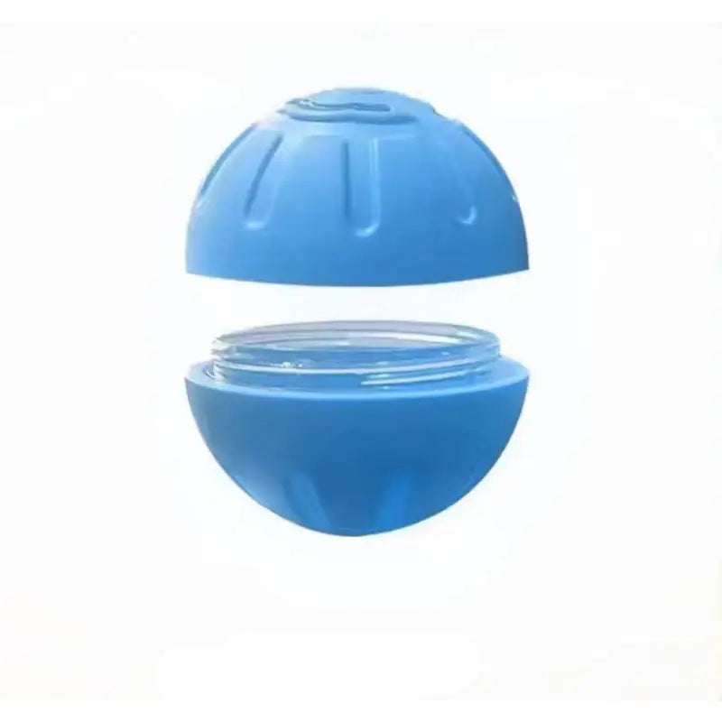 Blue spherical container with clear jar for Pet Electric Gravitational Jumping Ball featuring electric charge