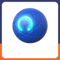 Blue patterned gravitational jumping ball with illuminated power button, perfect for pet electric fun