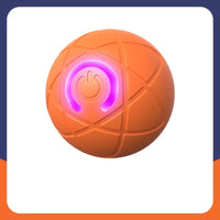 Orange patterned Pet Electric Gravitational Jumping Ball with illuminated power button
