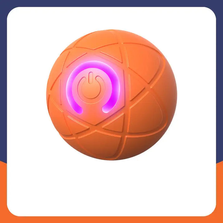 Orange patterned Pet Electric Gravitational Jumping Ball with illuminated power button