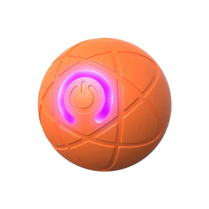 Orange patterned Pet Electric Gravitational Jumping Ball with illuminated power button
