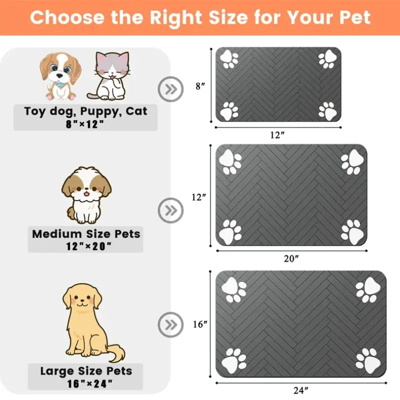 Pet Feeding Mat size guide for best fit and pet comfort at Pet Feeding Mat storefront
