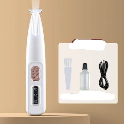 White electric pet foot shaver with accessories for efficient pet foot grooming