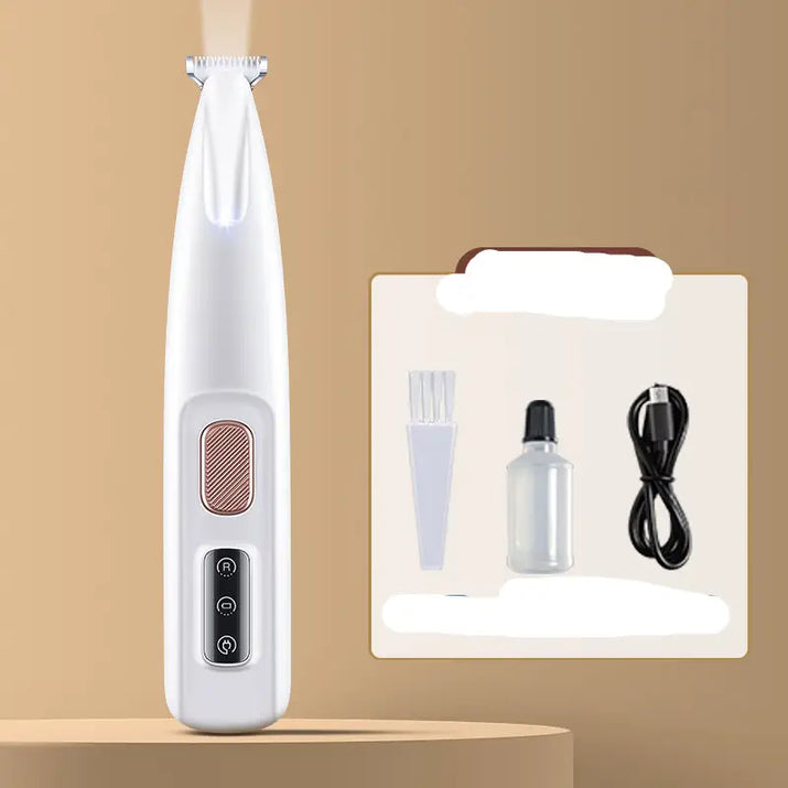 White electric pet foot shaver with accessories for efficient pet foot grooming