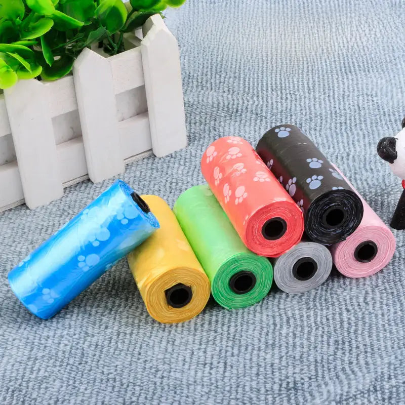 Colorful rolls of pet garbage bags for clean and convenient pet garbage disposal