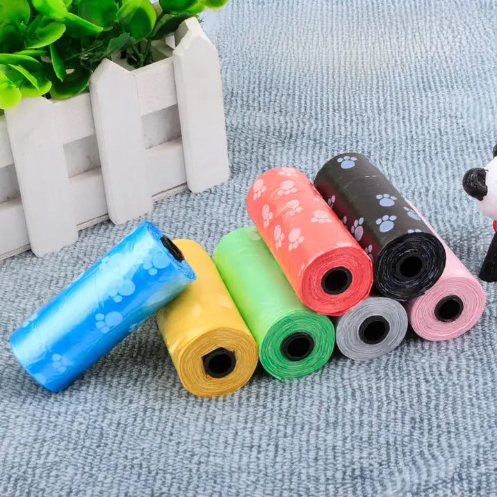 Colorful rolls of pet garbage bags for clean and convenient pet garbage disposal