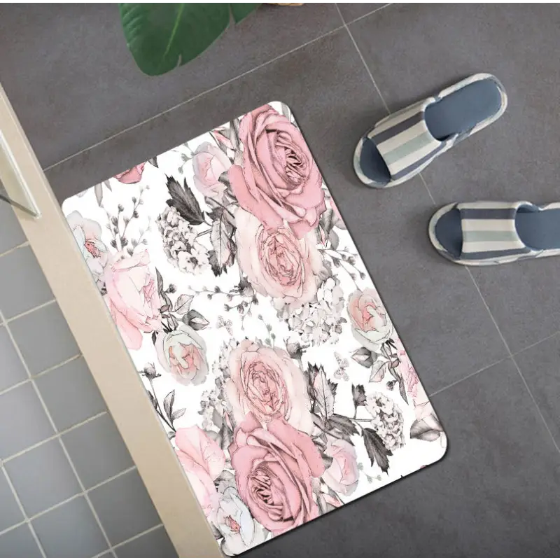 Floral bath mat.