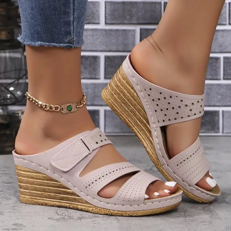 Beige wedge platform round toe sandals for stylish round toe toe sandals look