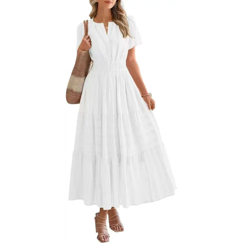 White tiered maxi dress.