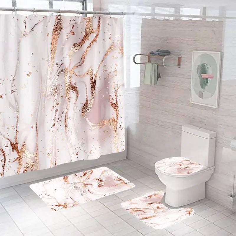 Marble-patterned bathroom set.