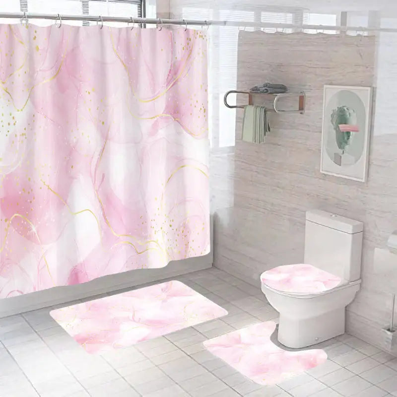 Pink marble bathroom set.