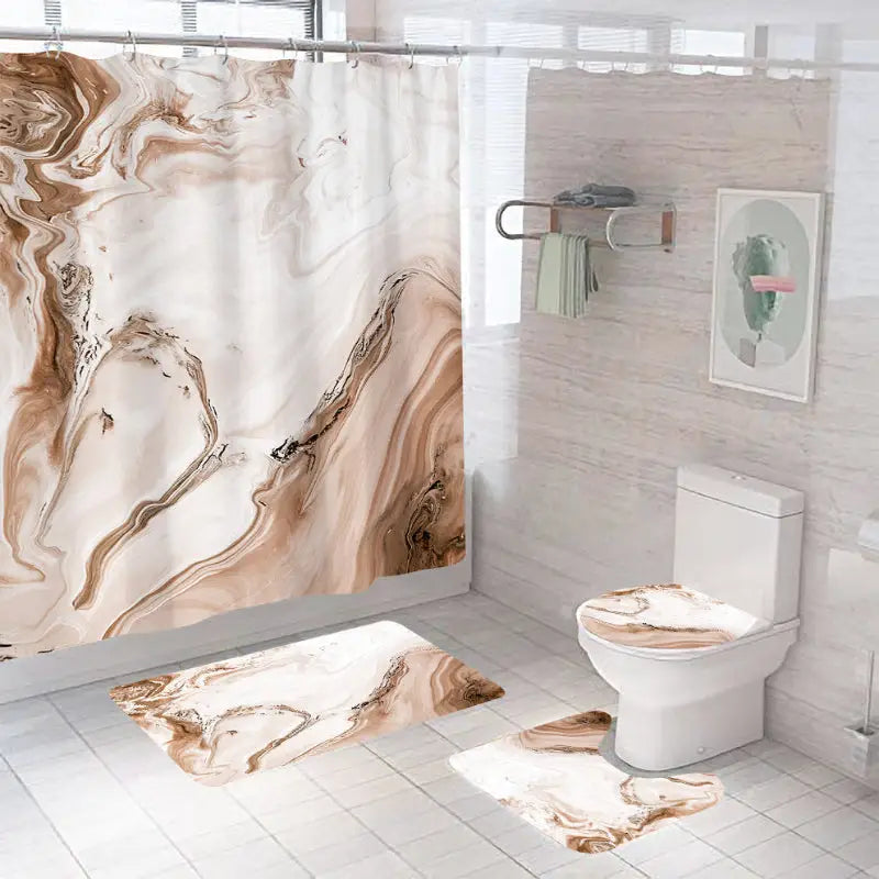 Marble-patterned bathroom set.