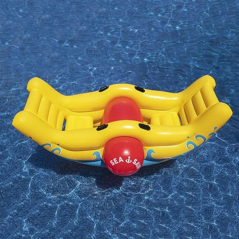 Yellow pool inflatable seesaw for summer fun, perfect pool inflatable seesaw play