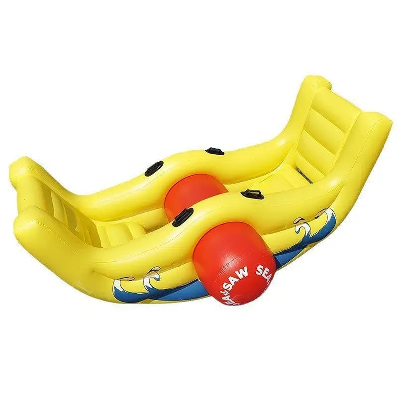 Yellow pool inflatable seesaw for fun in the water, perfect pool inflatable toy