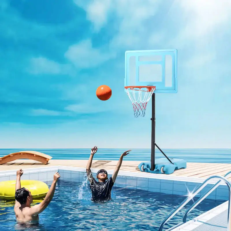 Poolside basketball hoop stand for endless hours of poolside basketball fun