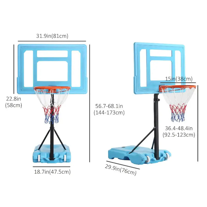 Adjustable height Poolside Basketball Hoop Stand for endless hours of poolside basketball fun