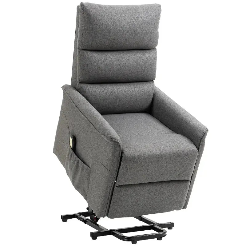 Gray upholstered Power Lift Chair for easy reclining and independent mobility