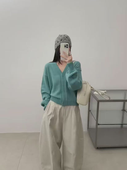 Casual Lantern Sleeve Knitted Cardiagan