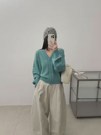 Casual Lantern Sleeve Knitted Cardiagan