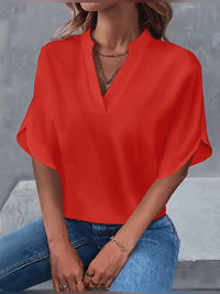 Casual Solid Color V-Neck Loose Shirt