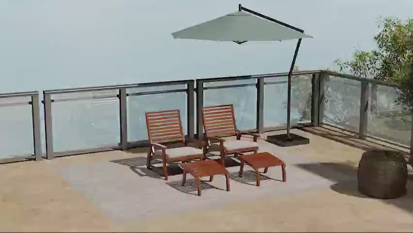 Acacia Wood Patio Conversation Set with Cream Cushions