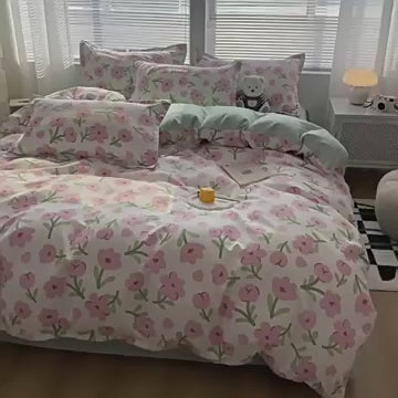 Fresh four-Piece Set Washed Cotton Bedding