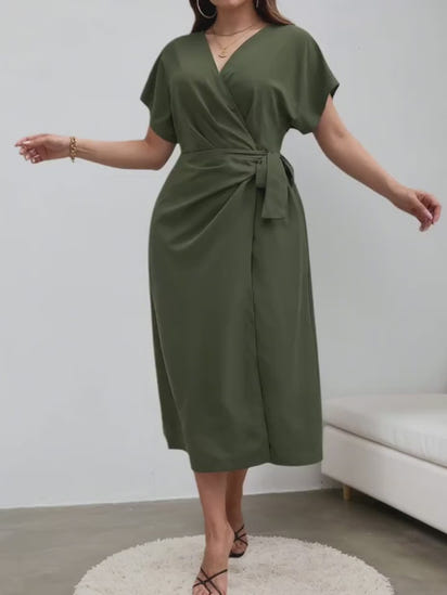 Women's Solid Color Wrap Dress