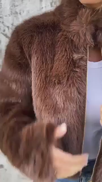 Faux Fur Zipper Casual Jacket