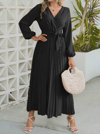 V-neck Large Swing Pleated Dress