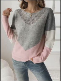 Farbblock Cut Out Pullover Damen Pullover Pullover